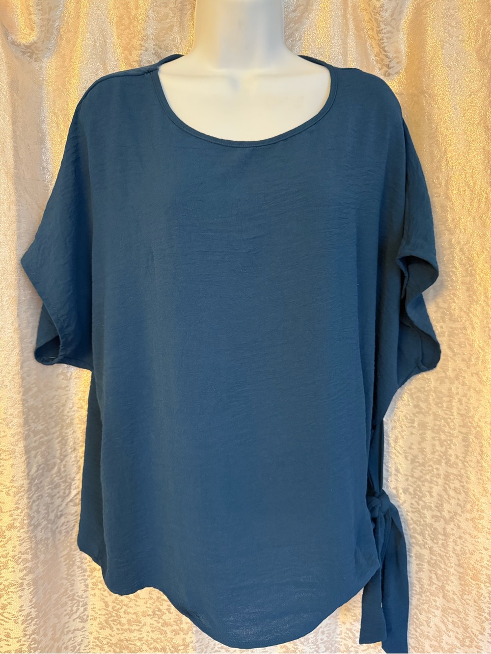 Women’s Teal Side-Tie Scoop Neck Top